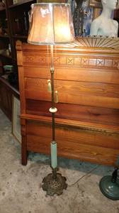 Antique Brass Floor Lamp - Art Deco - Beautiful w/ New Shade (Winchester