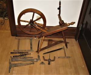 Spinning Wheel and Antique Wood Parts (Hartford, WI)