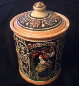 Vintage ceramic humidor (French) with a woman representing each season (West