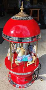 Rare Musical Rotating Merry-Go-Round Carousel 4 horse (Warminster)