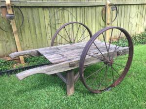 Big Iron Wagon wheeled Buffet tablel (NW Austin)