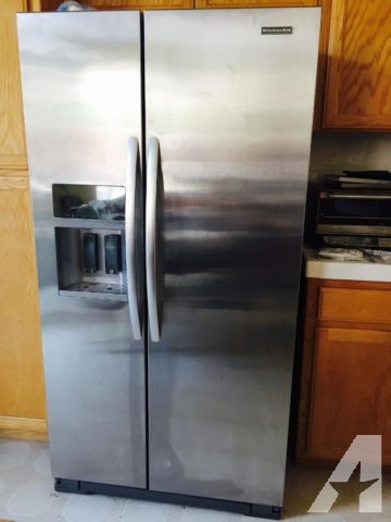 Gently Use Stainless Steel KitchenAid Side by Side Refrigerator