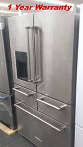 New KitchenAid 5 Door Refrigerator in Stainless Steel Scratch and Dent