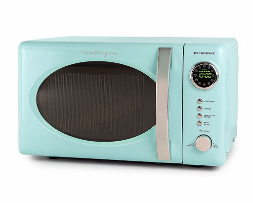 Nostalgia Retro Microwave Oven 0.7 Cubic Foot Aqua Blue