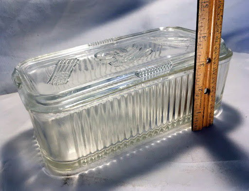 Vintage Glass Refrigerator Storage Container w/ Lid Clear