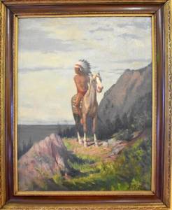 Charles Craig Native American On Lookout Oil Painting on Canvas (Aurora)