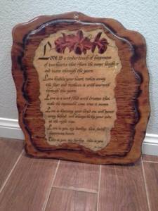 Vintage love poem lacquered wood plaque art
