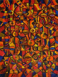 Faces - An original painting from Africa (Hard Rock/UNLV)