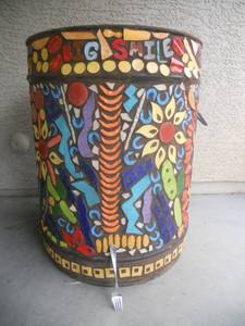 BARREL WITH HAND CRAFTED MOSAIC ART, 35