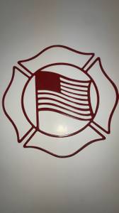 Waterjet Art - Firefighter Symbol with American Flag Wall Decoration