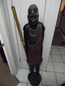 Tribal Art African Warrior Wood Carving 5 foot Tall