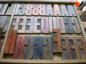 Original Printer's Wooden Type and Cabinet, Complete Fonts