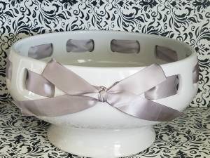 White Bowl w/ Silver Ribbon