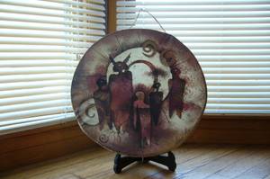 Hand Painted Artist Signed Native American Drum (Muskego)