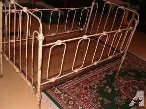 Very Old Cast Iron Baby Crib or Bed Original Including Paint & Springs -