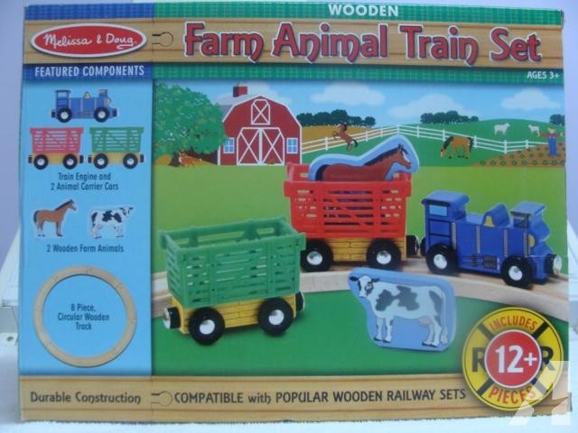 Melissa & Doug Farm Animal Train Set, Wooden, Ages 3+