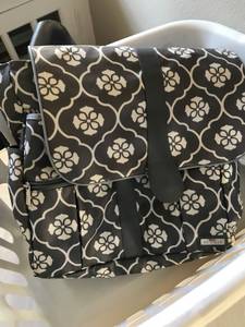 JJ Cole backpack diaper bag - grey pattern with floret (wash park)