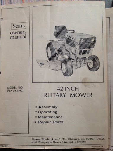 Original 1973 Sears 917.253250 Owners Manual- 42 inch rotary