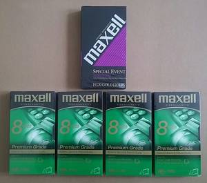 5 sealed blank Maxell Premium VHS Tapes (Appleton)