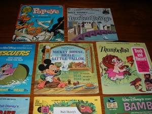 8 Vintage 1960s Disneyland Records 33 rpm Book & Record Sets (N. Raleigh)