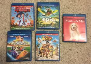 Kids blu Ray dvd combo pack movies and assorted dvd's (Northglenn)