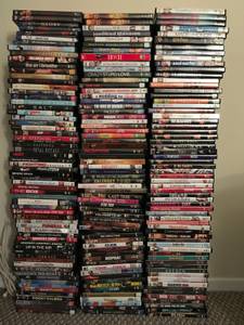 HUGE LOT OF 187 DVDs and BLUE-RAY DISCS WITH VARIOUS MOVIE TITLES
