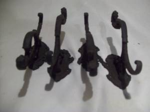 4 Old Cast Iron Coat Hooks (Clarks Mills)