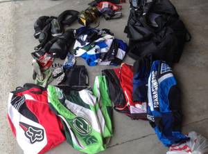 MX clothes, goggles pads, boots.