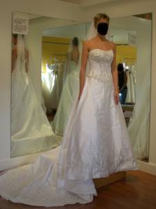 Wedding Gown White Signature (altered) Size 4, Cathedral Length Train