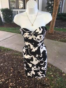 NEW Express Swirl Dress in Modern Abstract Black and White Print- WOW!