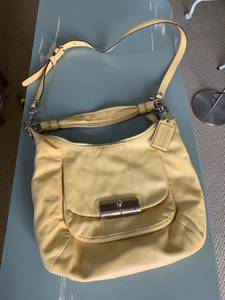 Yellow leather coach bag