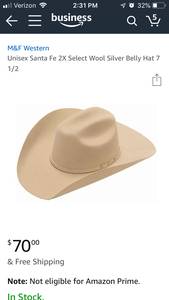 BRAND NEW M & F Western Unisex Santa Fe Cowboy hat (Chesterton)
