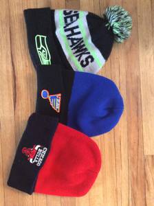 3 Stocking Caps-Chicago Bulls, StL Blues, and Seattle Seahawks (Mason City