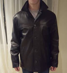 Tommy Hilfiger black leather car coat (Port Washington)