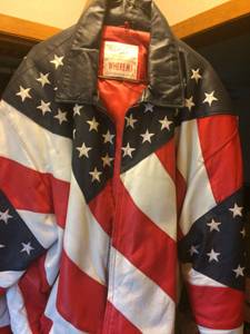 Large and small American flag leather coats $75 each