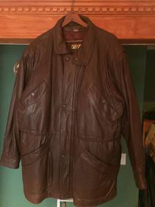 Mens brown leather coat - never worn (bay ridge)