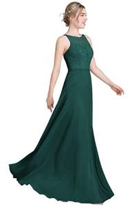 Long Green Lace Chiffon Dress