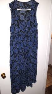 Women's Casual Summer Dress Blue Black & Purple Floral Pattern (GP)