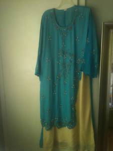 Blue with Beige Layered Evening Dress (Southside)