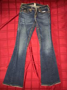 Ladies True Religion World Tour Low Rise Flare Jeans size 29 RN# 11279