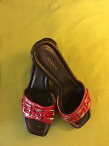 Red, wedge-heeled sandals (East Memphis)