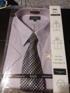 Haggar 2 x 18 18 1/2 short sleeve dress shirt with tie included new (Annapolis)