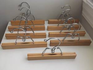 Set of 9 Vintage Matching Wooden Pant, Trouser, or Skirt Hangers (Madison)