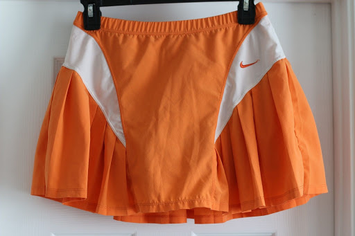 Nike Women's Pleated Orange White Tennis Golf Skirt Athletic