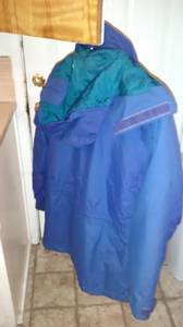 REI Waterproof Outdoor Gortex Jacket W/Hoodie Purple & Aqua Size 10 (GP)