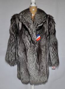 Beautiful Genuine Elegant Silver Fox Fur Coat Jacket Size L (12-14) (Atlanta)