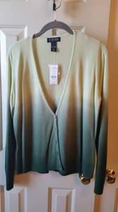 NY & Co Women's L shades of green button up sweater