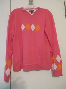 Ladies Tommy Hilfiger Size Large Pink Cotton Long Sleeve Sweater (Shawnee)