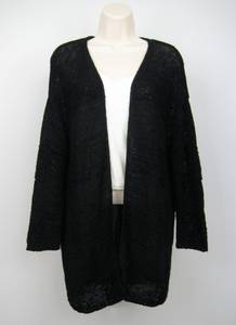 H&M Drape Wrap Cardigan Sweater Women Size Medium Black Long Sleeve HM