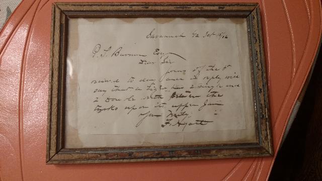 P.T.Barnum Letter and a Letter from Frank Hyatt